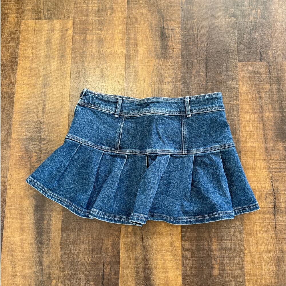 Sweet Society Denim Heart Pocket Pleated Mini Skirt Y2K Blue Size Large - Picture 6 of 8